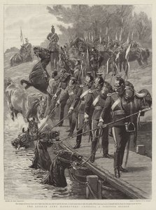 As manobras do exército alemão, atravessando uma ponte do pontão